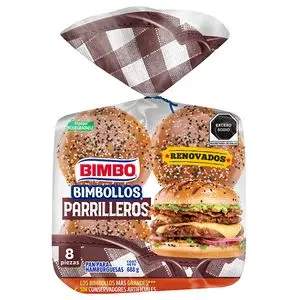 Pan para hamburguesas Bimbo Bimbollos Parrilleros 8 piezas 688g