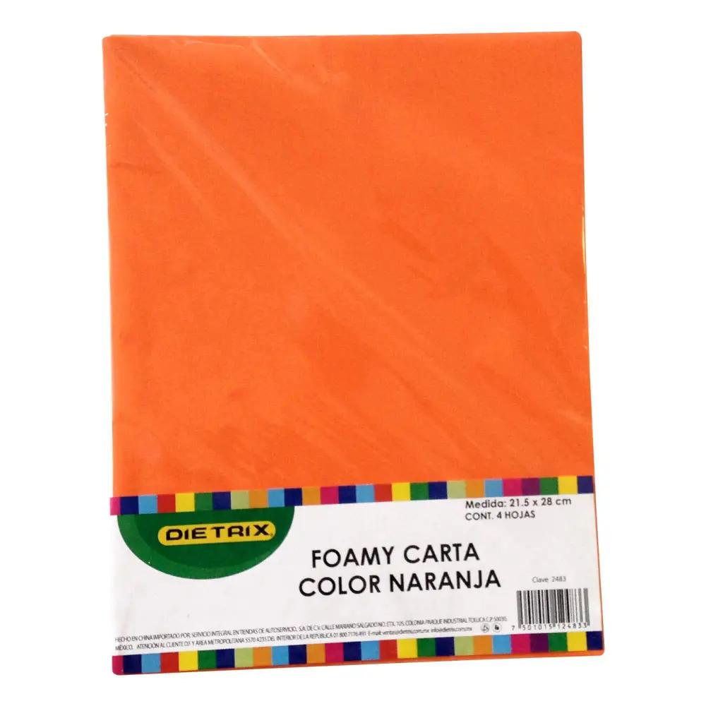 Hojas de Foamy Tamaño Carta Naranjas 4 pzas