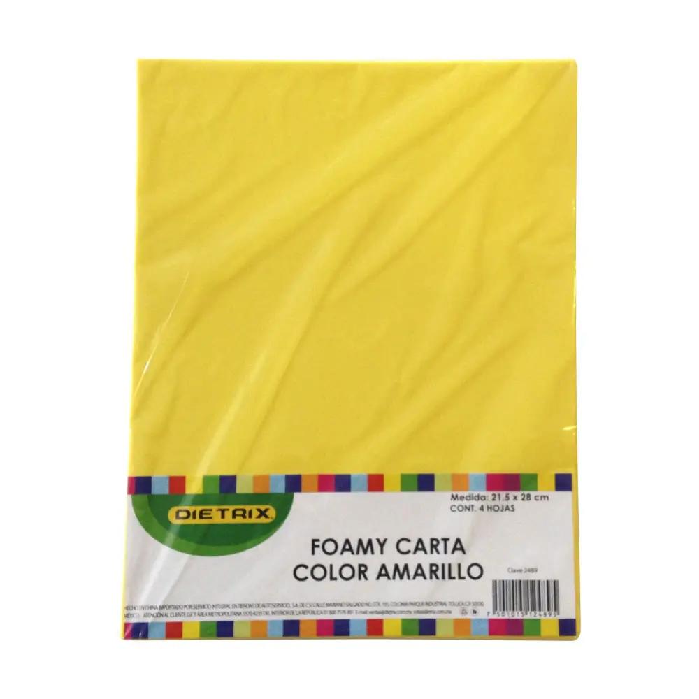 Hojas de Foamy Tamaño Carta Amarillas 4 pzas